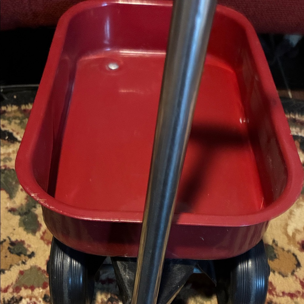 Red Small Kids Wagon Toy- the Handle & Wagon Both Have Dents. - Picture 3 of 10